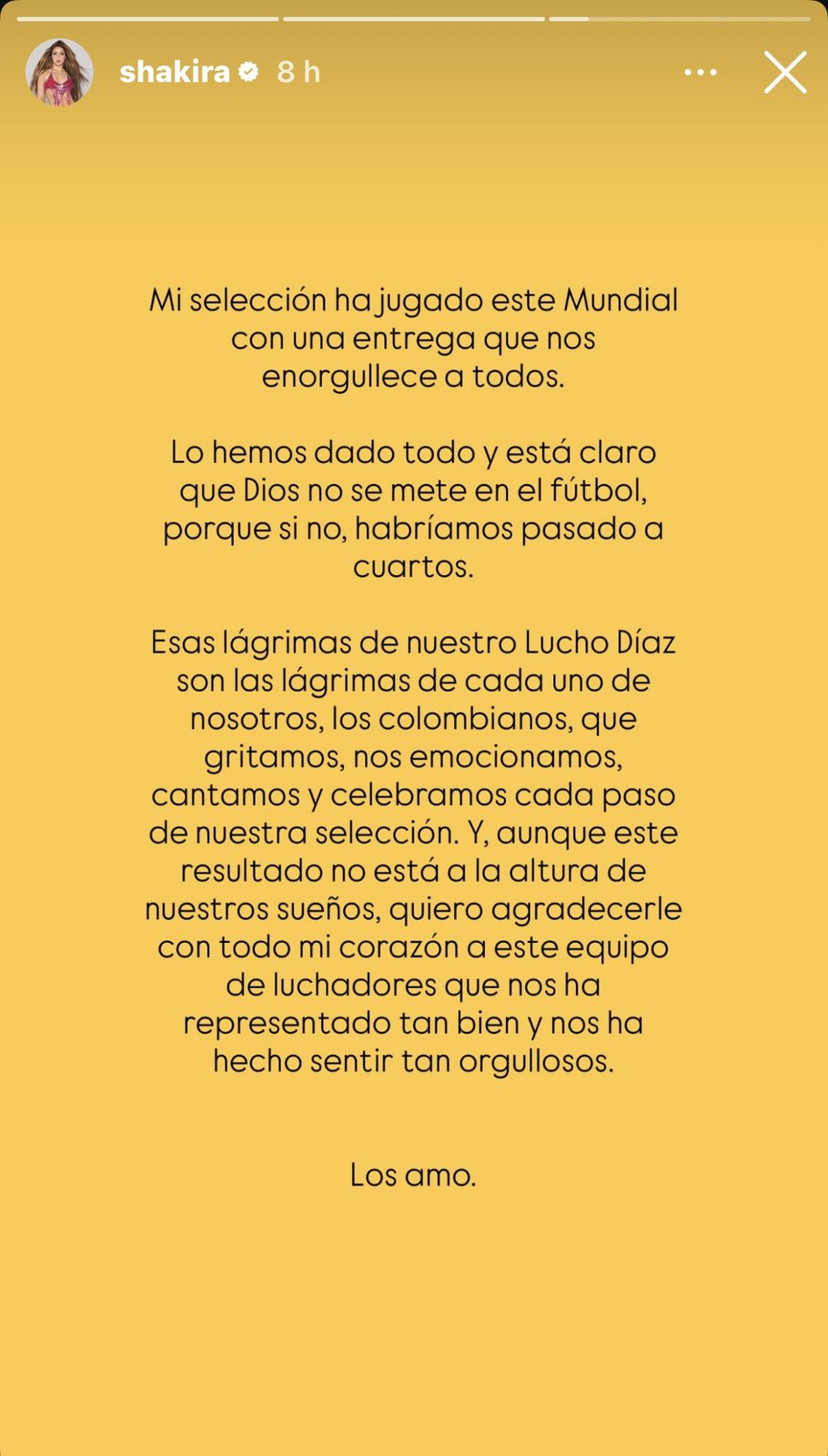 Mensaje de Shakira a la Selección Colombia tras la eliminación del Mundial 2026