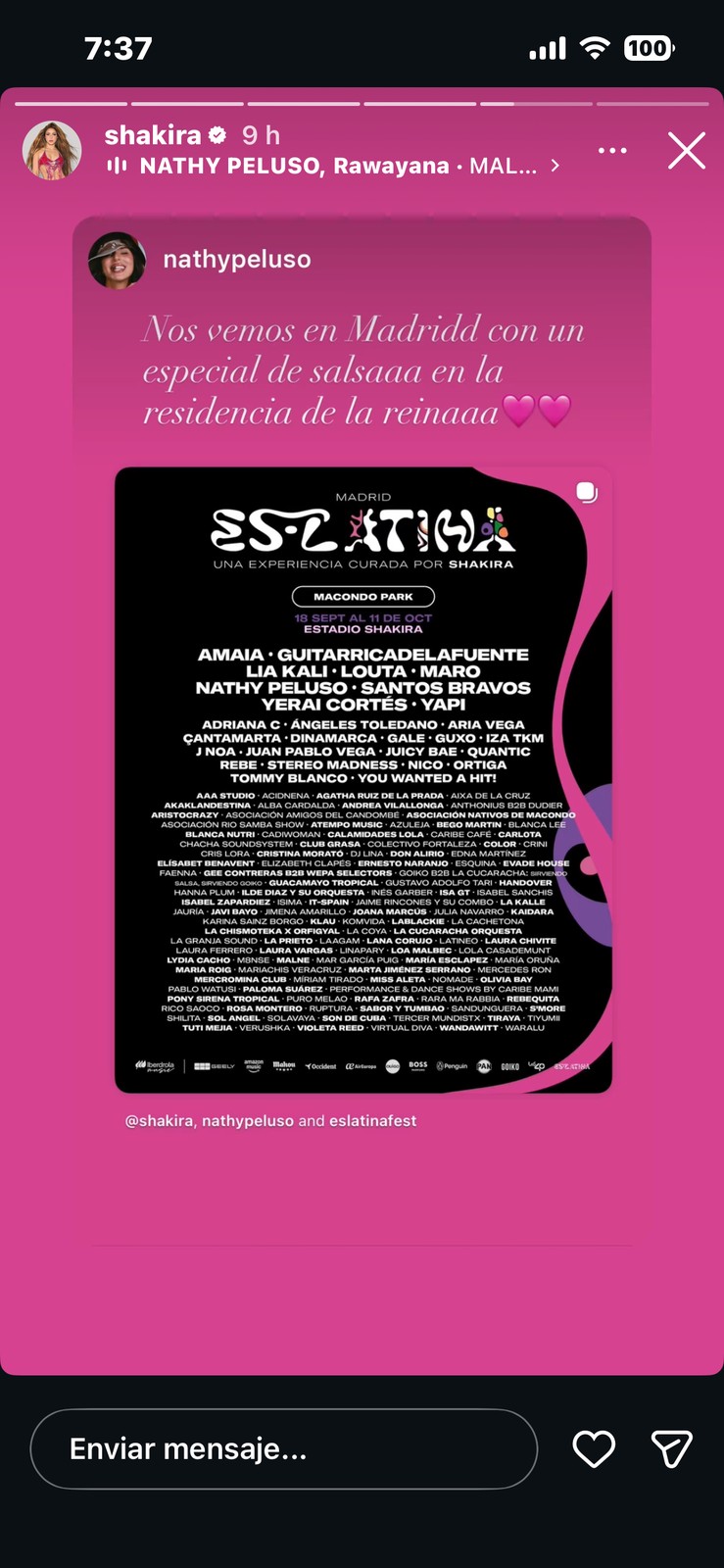 Cartel oficial de ES Latina, experiencia curada por Shakira en Macondo Park